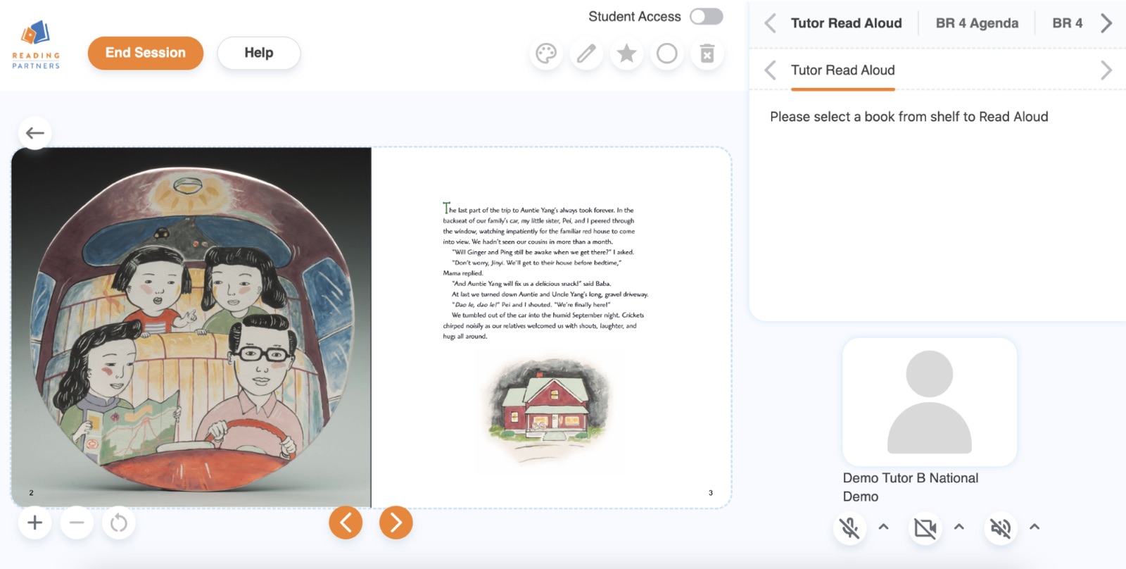Interactive toolbar with the Student Access toggle, paint palette, pen, star, circle and trash icons